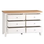 Stylish 6-Chest of Drawers White with Oak Top - Image 3