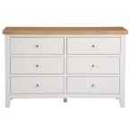 Stylish 6-Chest of Drawers White with Oak Top - Image 10