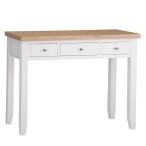 Stylish White Dressing Table with Oak Top and Spacious Drawers - Image 2