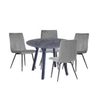1.1m Concrete Round Table & 4 Grey Chairs - Image 2