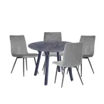 1.1m Concrete Round Table & 4 Grey Chairs - Image 2