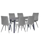 1.8m Concrete Table & 6 Grey Chairs - Image 2