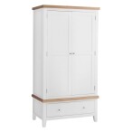 2 Door Oak Wardrobe with Ivory White Painted Body and Oak Top - Image 2