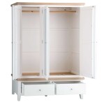 Contemporary 3 Door Wooden Wardrobe in Ivory White & Oak - Image 3