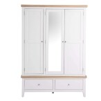 Contemporary 3 Door Wooden Wardrobe in Ivory White & Oak - Image 12
