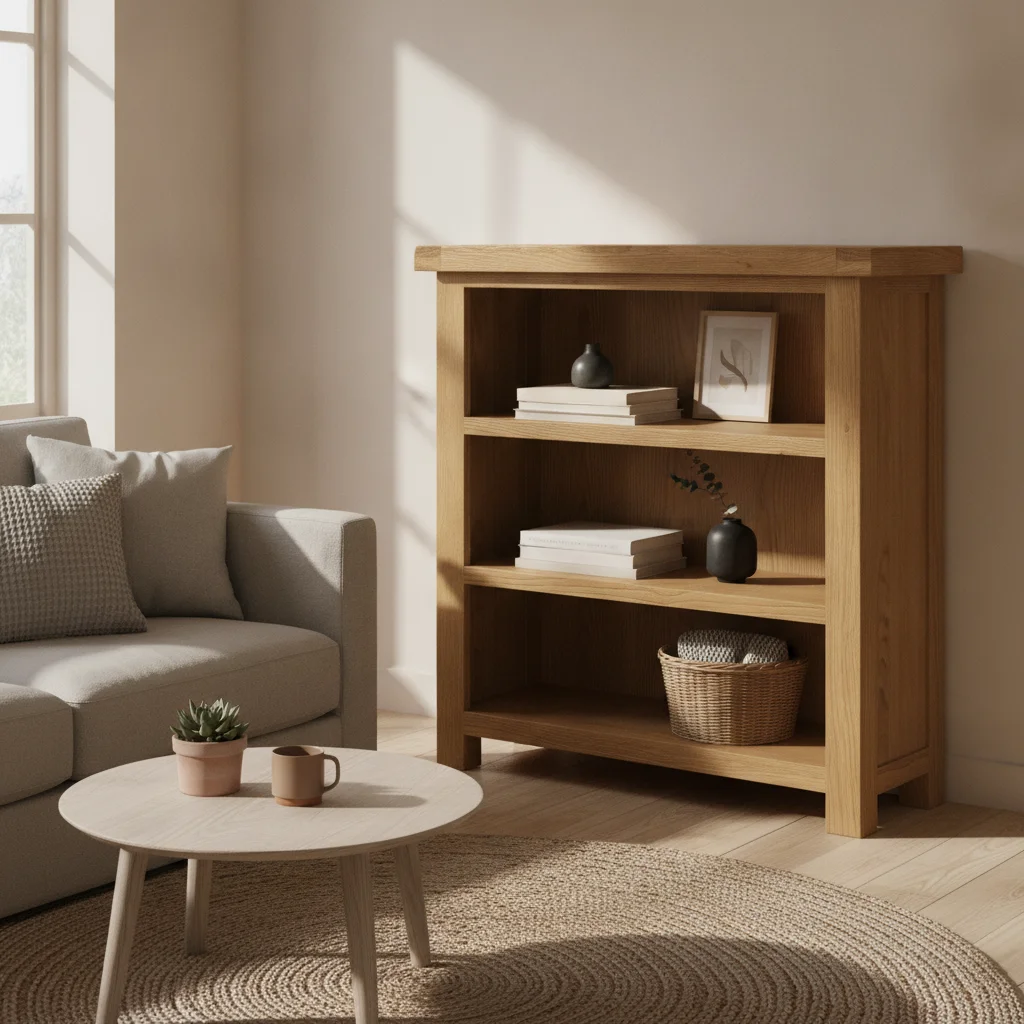 Low Oak Bookcase