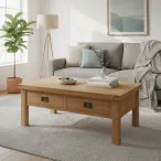 Oak Coffee Table with Drawers