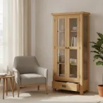 Oak Glass Display Cabinet