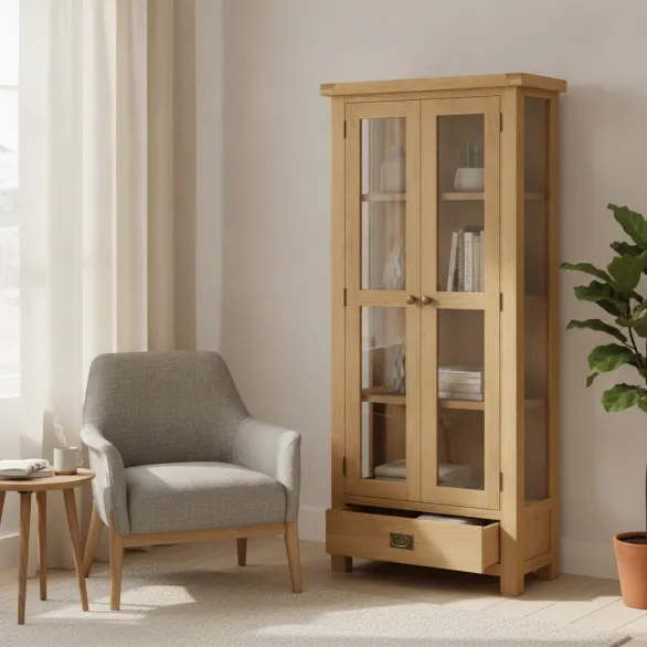 Oak Glass Display Cabinet