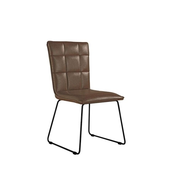 Panel Back Chair with Angled Legs - Brown
