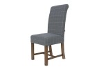 Scroll Back Dining Chair - Check Grey Wool - Image 3