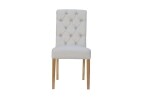 Fabric Button Back Chair with Scroll - Natural - Image 2