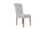 Fabric Button Back Chair with Scroll - Natural - Image 4