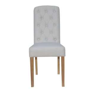 Button Back Dining Chair - Natural