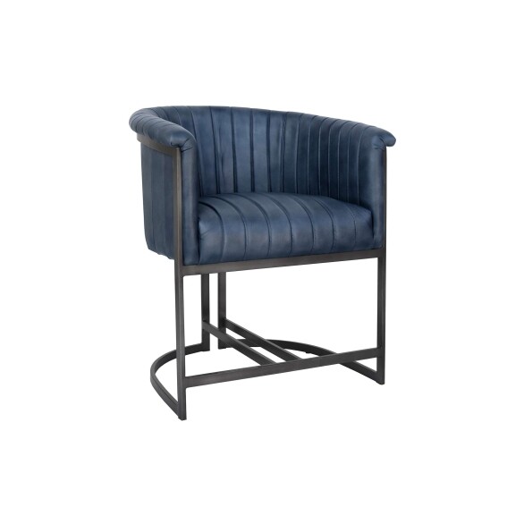 Leather & Iron Chair - Blue