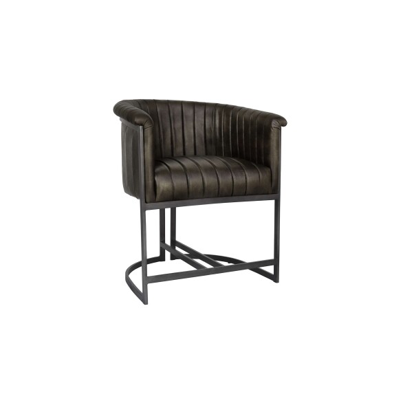 Leather & Iron Chair - Dark Grey