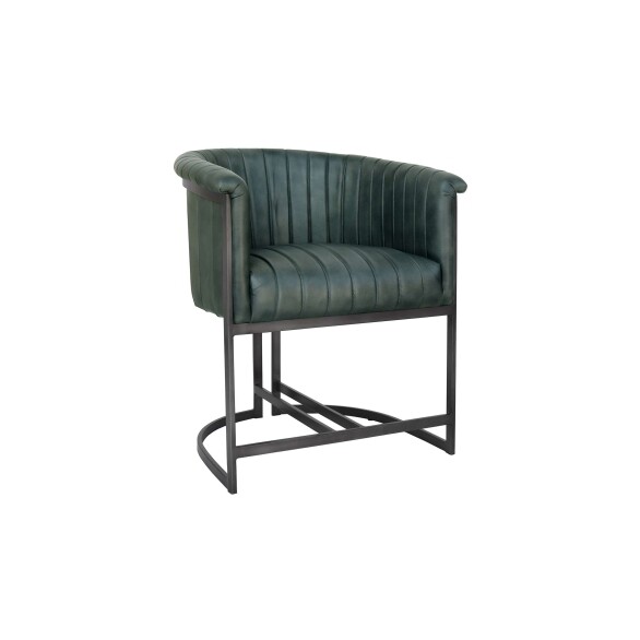 Leather & Iron Chair - Light Grey