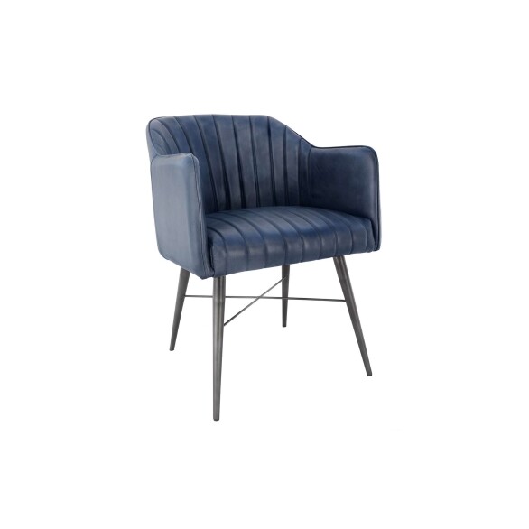 Leather & Iron Chair - Blue
