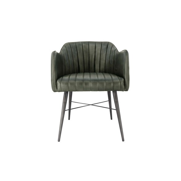 Leather & Iron Chair - Light Grey