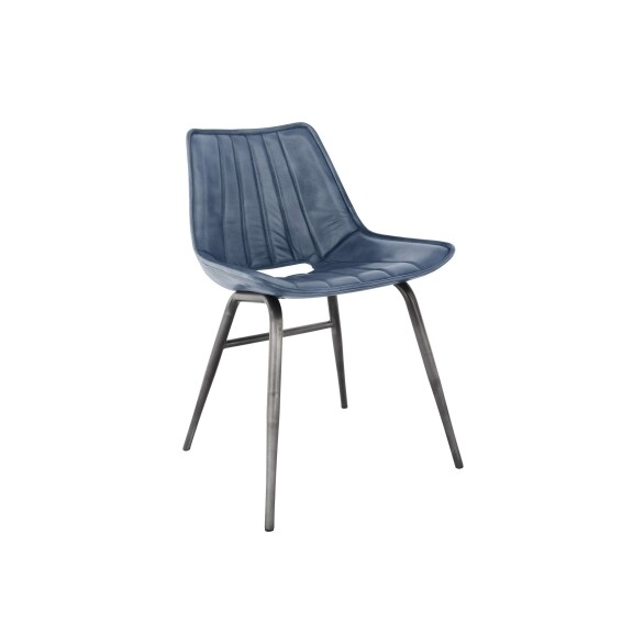 Leather & Iron Chair - Blue