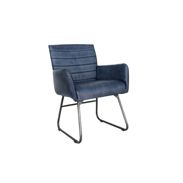 Leather & Iron Chair - Blue