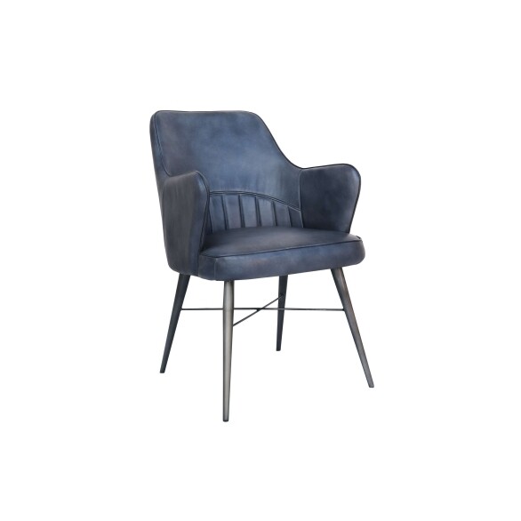 Leather & Iron Chair - Blue
