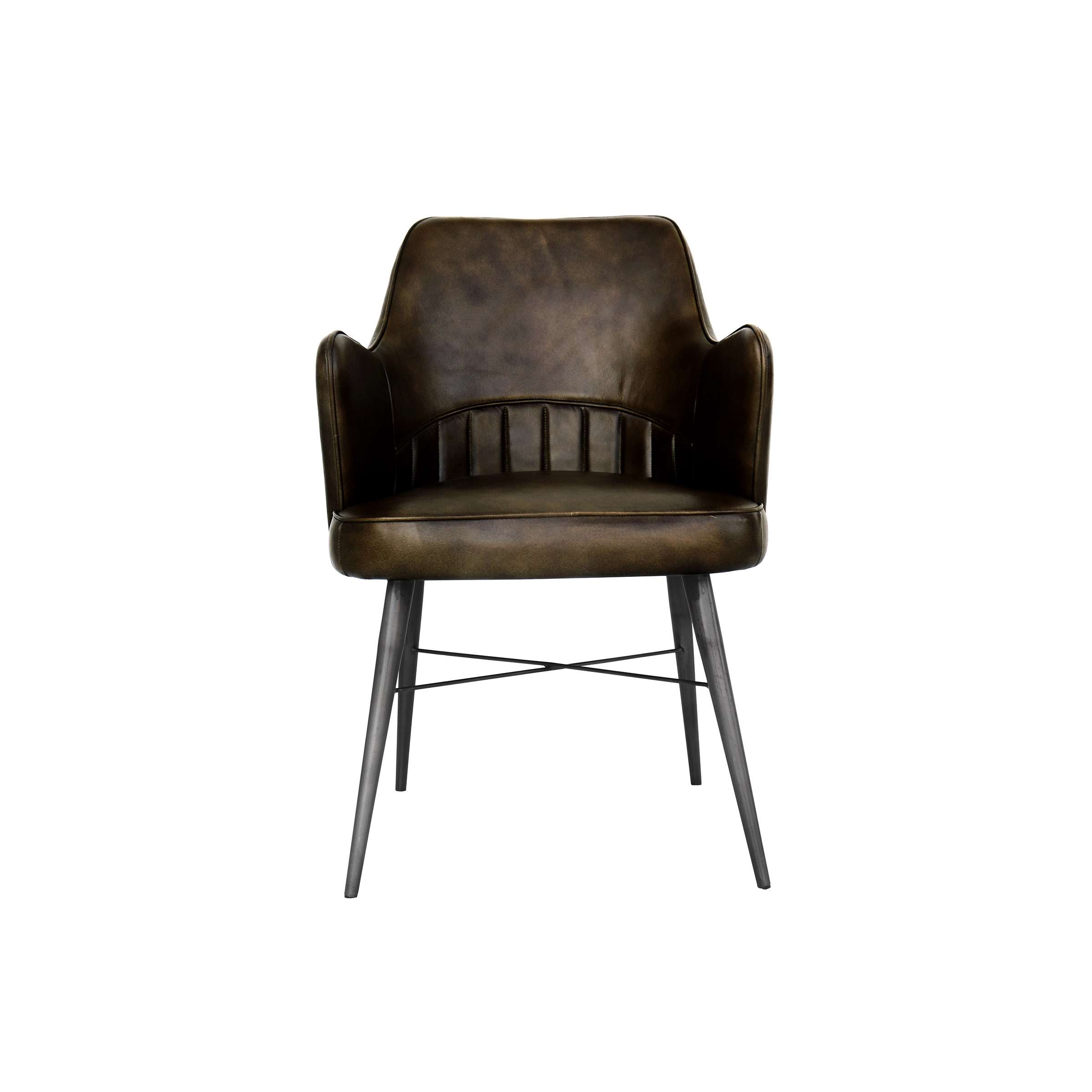 Leather & Iron Chair - Dark Grey - Image 2