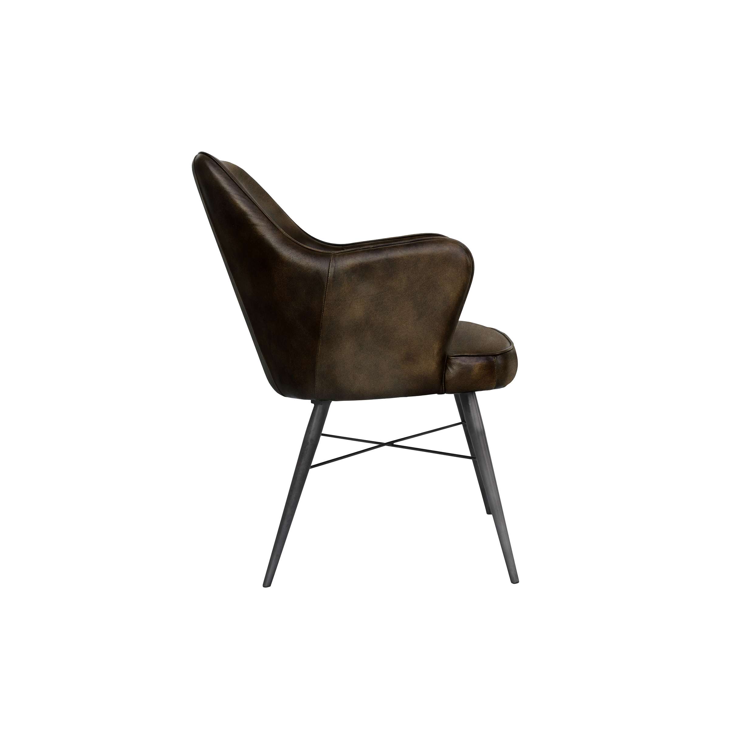 Leather & Iron Chair - Dark Grey - Image 3