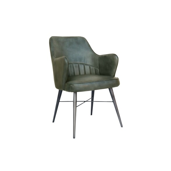 Leather & Iron Chair - Light Grey