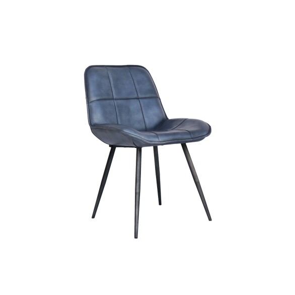 Leather & Iron Chair - Blue