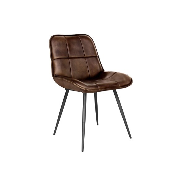 Leather & Iron Chair - Brown