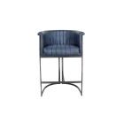 Leather & Iron Bar Chair - Blue - Image 2