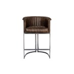 Leather & Iron Bar Chair - Brown - Image 2