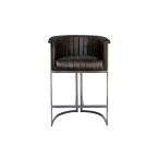 Leather & Iron Bar Chair - Dark Grey - Image 2