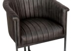 Leather & Iron Bar Chair - Dark Grey - Image 4