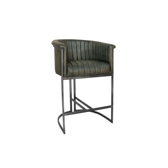 Leather & Iron Bar Chair - Light Grey