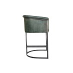 Leather & Iron Bar Chair - Light Grey - Image 3