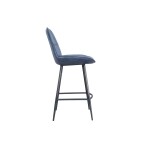Leather & Iron Bar Chair - Blue - Image 4