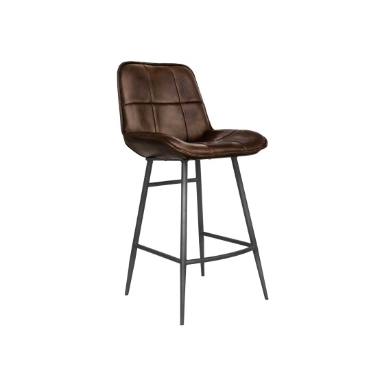 Leather & Iron Bar Chair - Brown