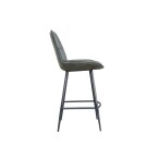 Leather & Iron Bar Chair - Light Grey - Image 4