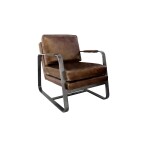 Leather & Iron Chair - Brown - Image 5