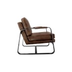 Leather & Iron Chair - Brown - Image 3