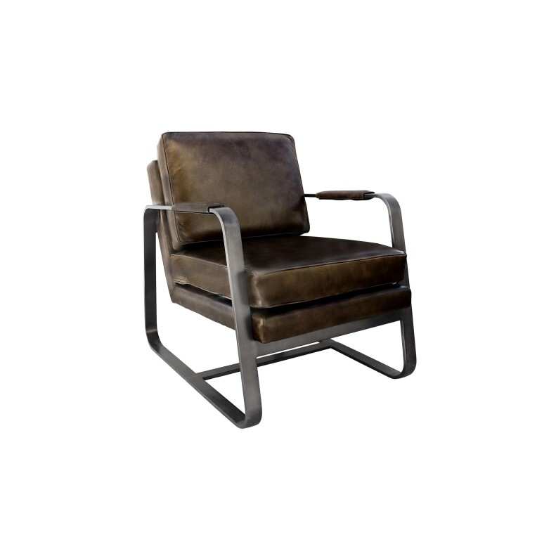 Leather & Iron Chair - Dark Grey
