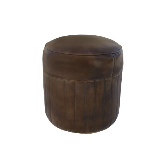 Leather Pouf - Dark Grey