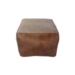 Leather Pouf - Brown - Image 2