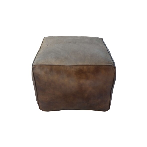 Leather Pouf - Dark Grey