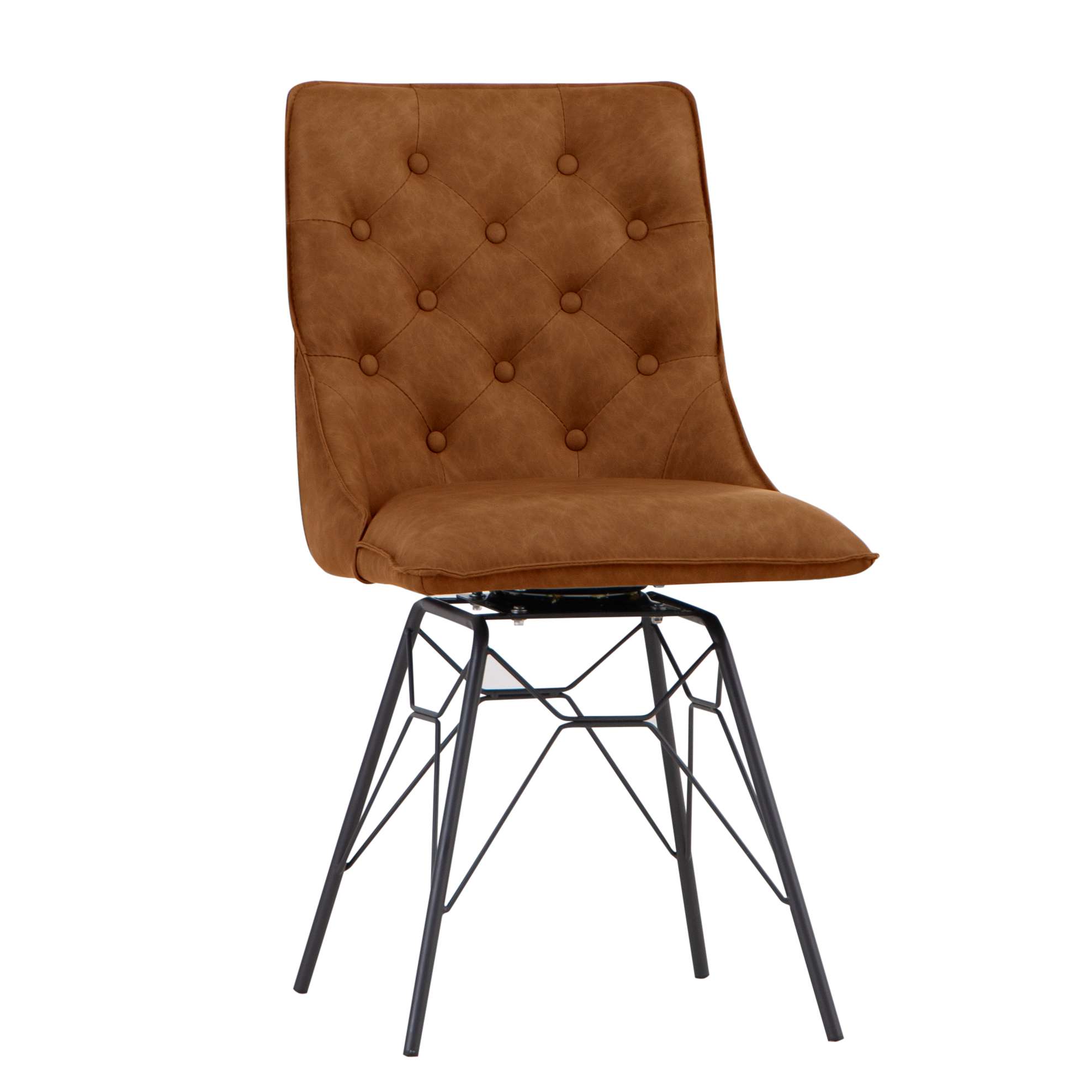 Studded Back Chair with Ornate Legs - Tan