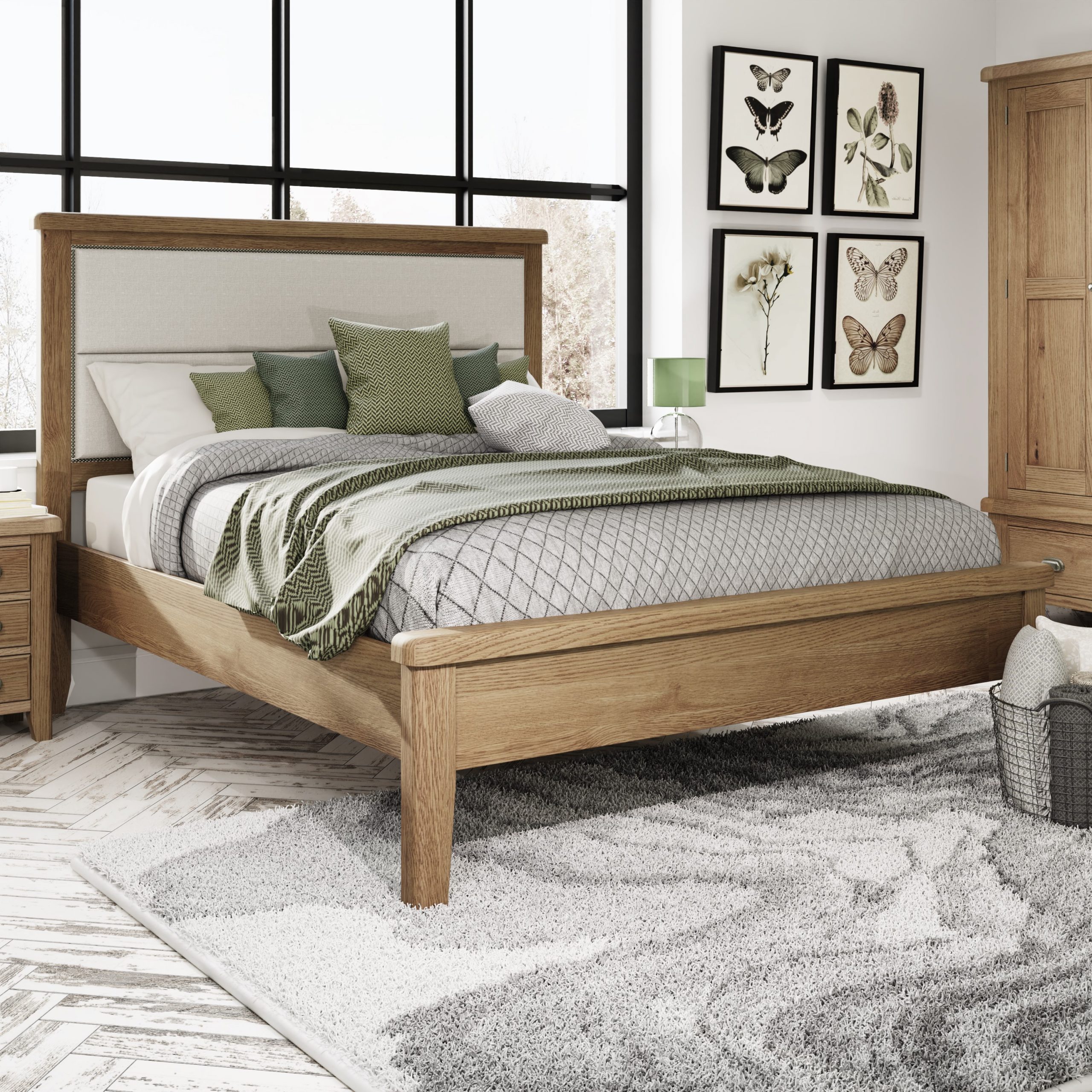 King Size Bed with Fabric Headboard