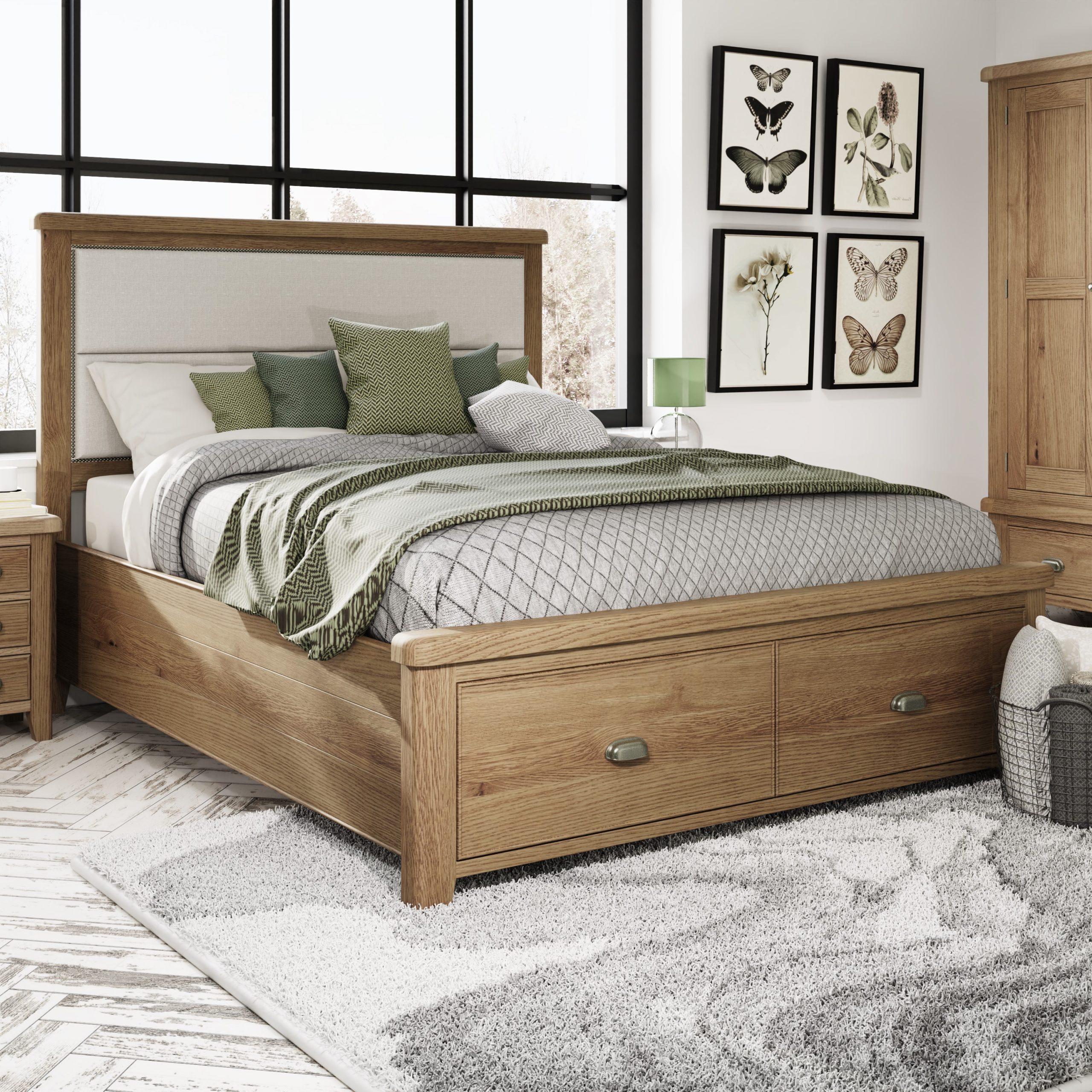 King Size Bed with Fabric Headboard - Image 11
