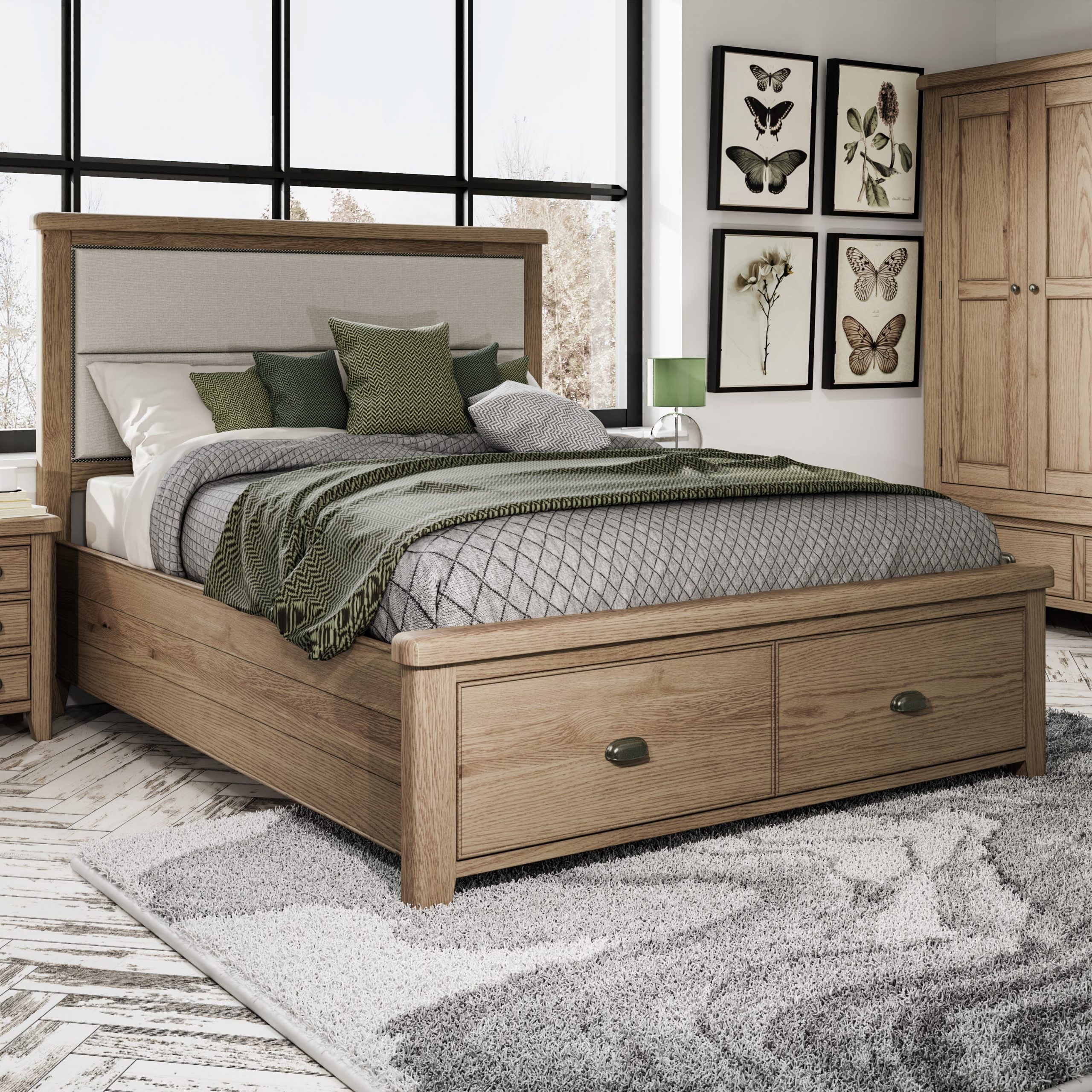 King Size Bed with Fabric Headboard - Image 10